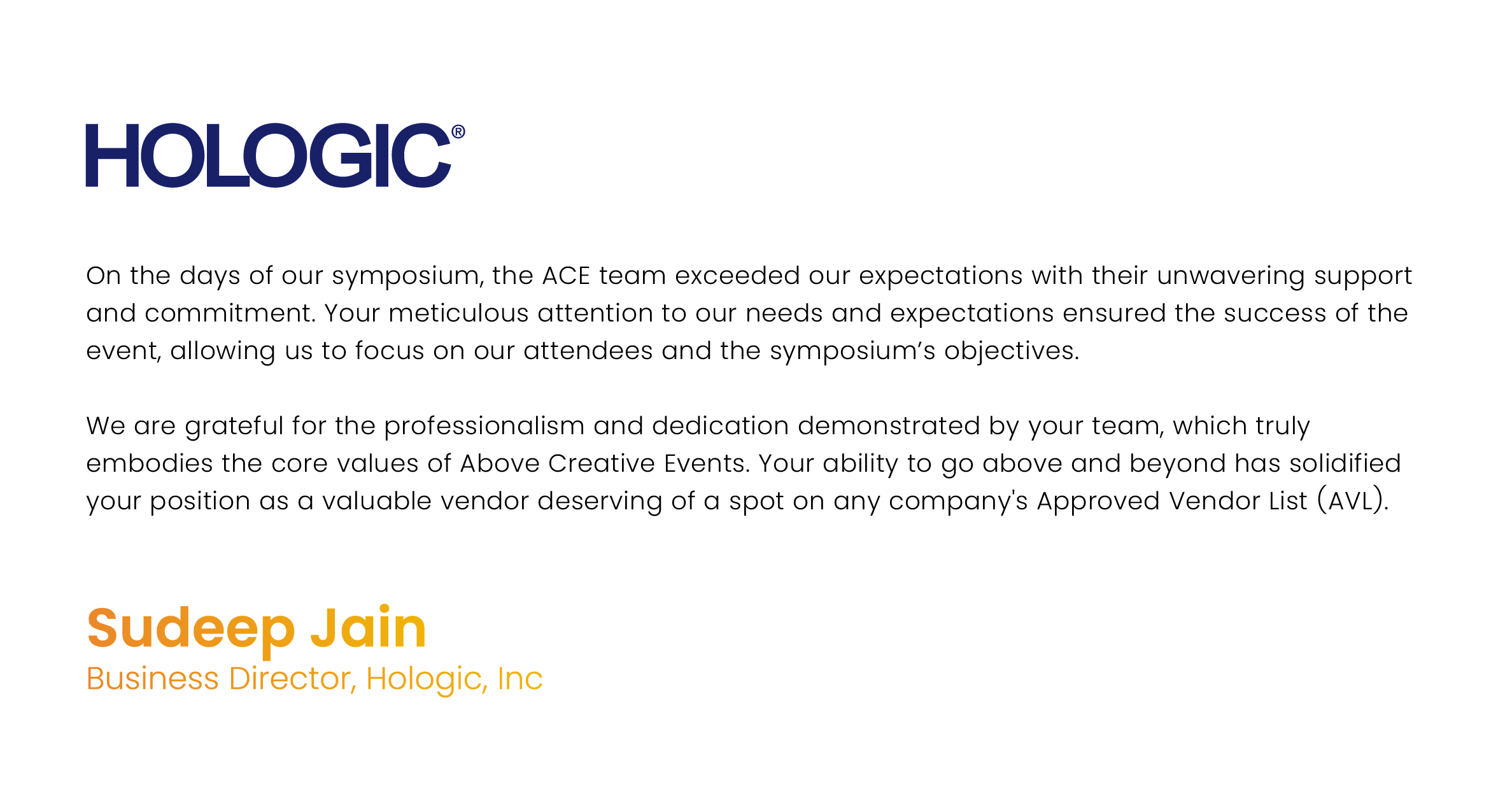 Testimony 1 | Above Creative Events