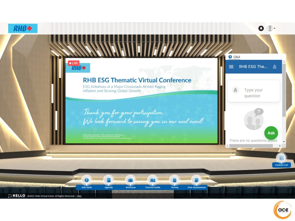 RHB ESG THEMATIC CONFERENCE: ESG INITIATIVES AT A MAJOR CROSSROADS AMIDST RAGING INFLATION AND SLOWING GLOBAL GROWTH | Above Creative Events
